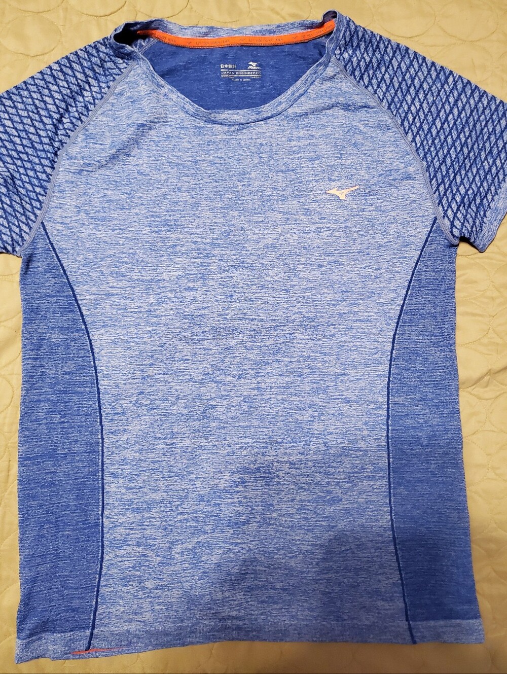 Mizuno Japan Engineered Seamless Running Shirt Heather Blue Short Sleeve